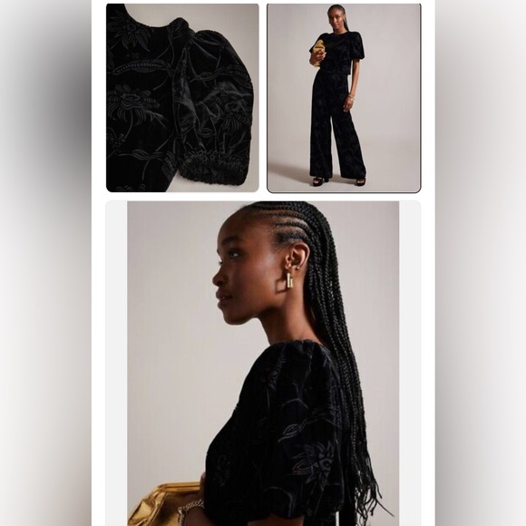 Ted Baker Bettiaa Velvet Devore Puff Sleeve - Picture 3 of 4